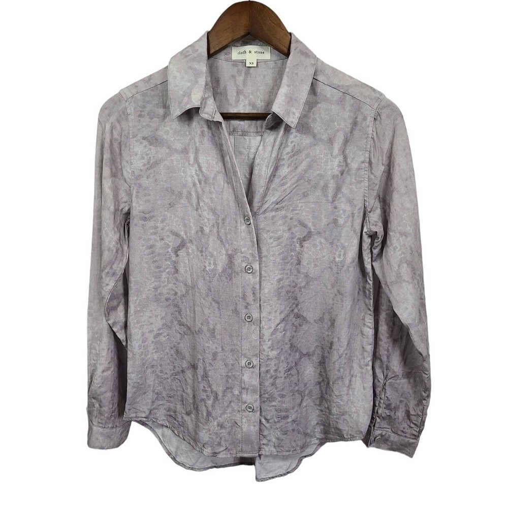 Cloth & Stone Animal Print Long Sleeve Button Front Shirt XS